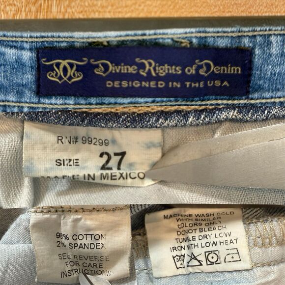 Divine Rights Of Denim Shorts Jean Jorts Distressed Bermuda Long 27 - Picture 4 of 7